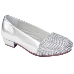 Girls Silver Sparkly Metallic Special Occasion Shoes